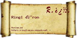 Ringl Áron névjegykártya